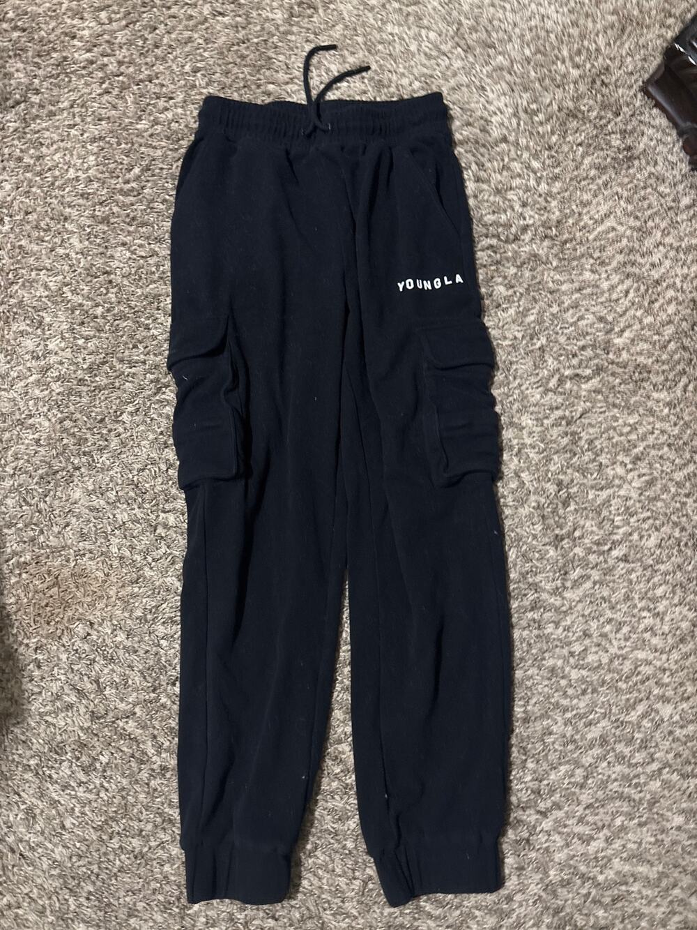 Youngla YOUNG LA Black Sweatpants Cargo Joggers M